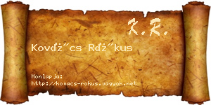 Kovács Rókus névjegykártya